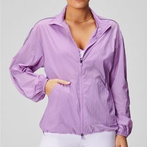 Fabletics Oversized Flyweight Windbreaker Lightweight Purple Zip Front Jacket